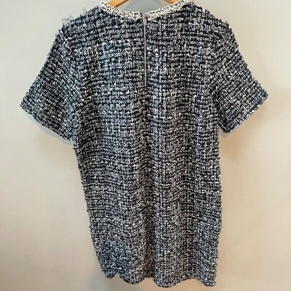 NEW‎ Anthropologie THML Womens Tweed Short Sleeve Dress Black & White L - Picture 3 of 5